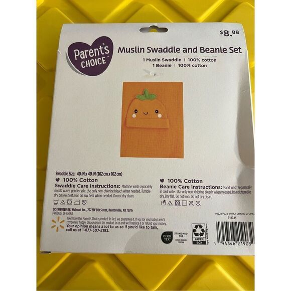 Orange Muslin Swaddle And Beanie Set NEW 100% Cotton - Picture 7 of 8